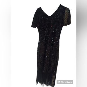 Black sequin 1920's inspired flapper dress.